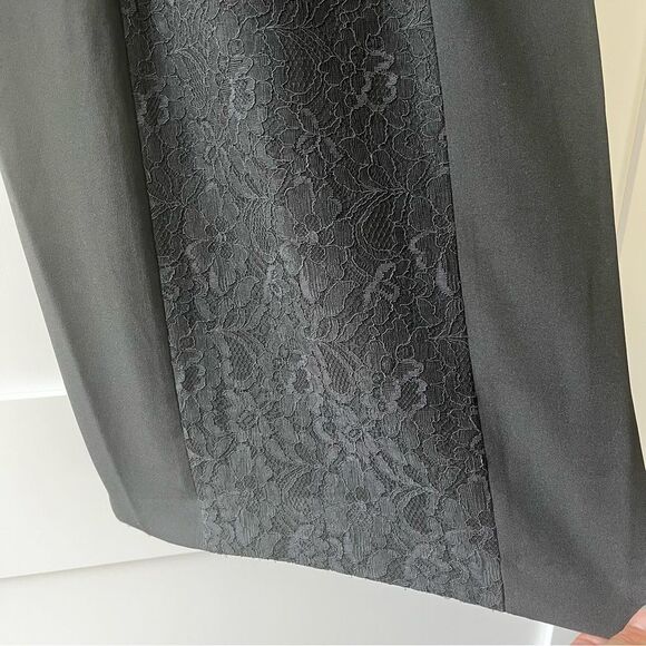 Lovely by Adrianna Papell Black Cocktail Dress with Lace Panels Size 6 - Picture 11 of 12